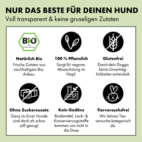 Die Bio Hundesnacks von STRAYZ sind: Bio, getreidefrei, ohne Zuckerzusatz, frei von Tierversuchen und beinhaltet keine Lockstoffe, Bindemittel oder Konservierungsmittel.